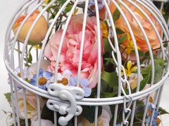 Wedding Decor Birdcages w/ Silk Flowers – Set Of 5