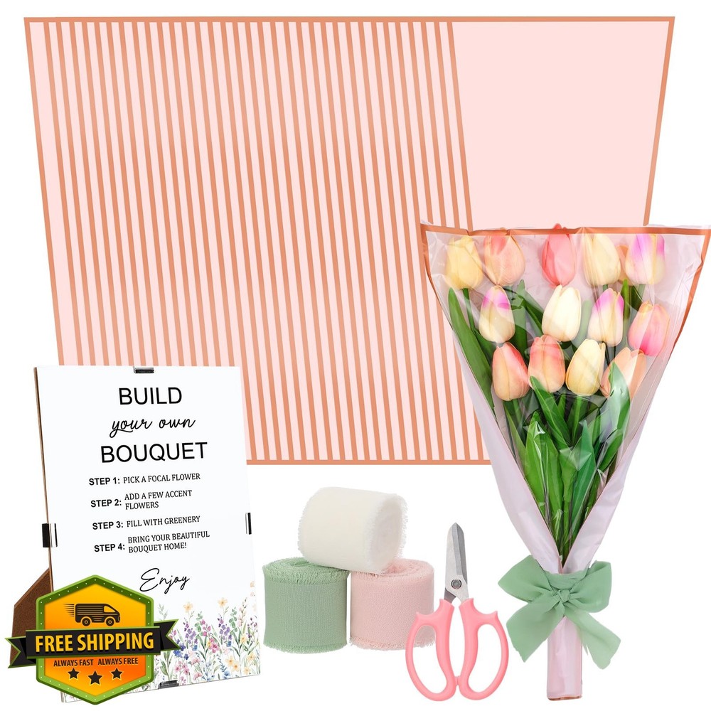 Tinlade 75 Pcs Flower Bouquet Kit Pink