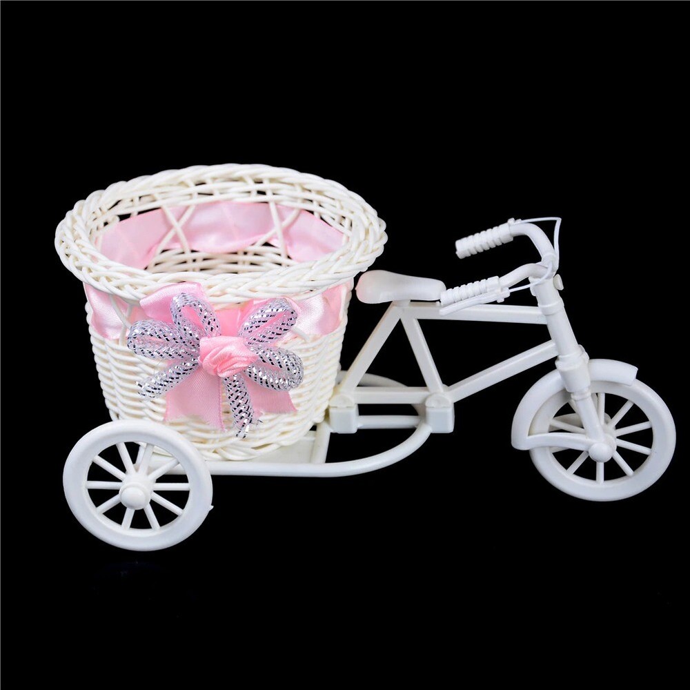Rattan Bicycle Storage Basket Float Vase Plant Stand Holder Flower Basket