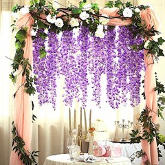 42″ tall Lavender Silk Wisteria Flowers Hanging Vine Garland Centerpieces