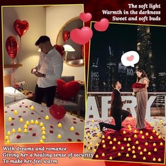 7000 Pieces Artificial Rose Petals with 72 Pieces Romantic Heart Led 7000+72