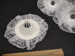 Set Of 3 Lace Bouquet Collar Ring, Wedding, Handheld Bridal Flowers, White, 6″
