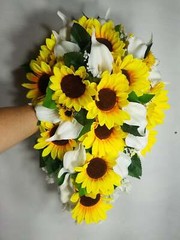 Ivory Calla Lily Sunflower Bridal Wedding Bouquet Accessories