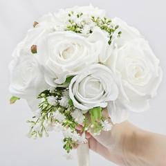 Elegant Set of 4 Bridesmaid Bouquets with Artificial Roses for Weddings