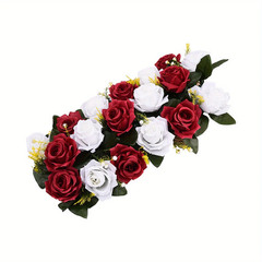 1Pc Elegant Rose Floral Centerpiece for Wedding Table Runner, Artificial Flower