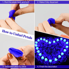 KOABY 2000Pcs Blue Artificial Rose Petals with 24Pcs Blue LED Tea Lights Kit, fo