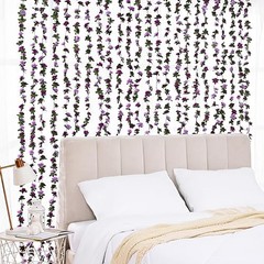 2Pcs 16.4Ft Flower Garland Artificial Rose Vines for Bedroom, 2 Pcs Purple
