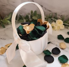 Emerald Green Rose Petals Gold Black Flower Girl Petals Fall Wedding Decor We Do