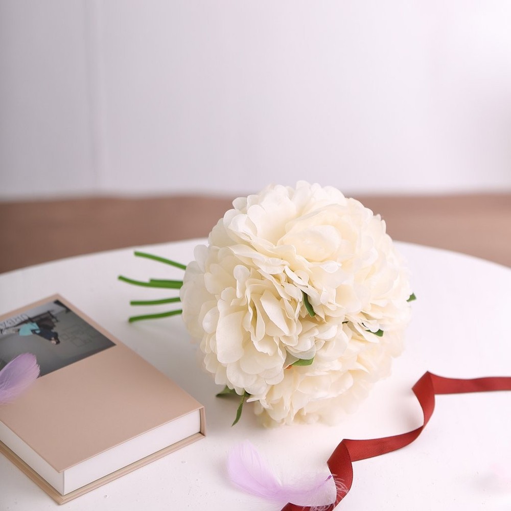 11″ Cream Silk Artificial Peony Flowers Bouquet Wedding Centerpieces Decorations
