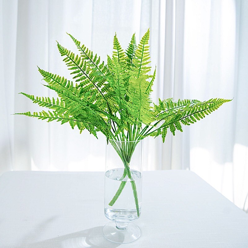 2 Green 19″ Artificial Boston Fern LEAVES Faux Greenery STEMS Party Decorations