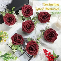 15 Pcs Burgundy Boutonniere for Men Rose Wedding Boutonniere with Pin Groom G…