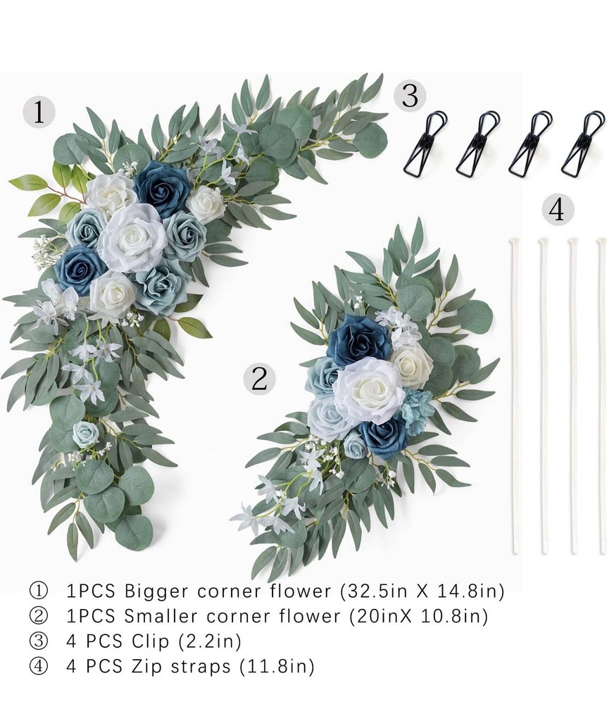 Artificial Wedding Arch Flowers Kit 2 PCS Dust Rose Flowers Silk Peony Floral Sw