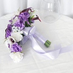 Emivery Calla Lily Wedding Bouquet Cascading Bridal Bouquet Artificial Purple…