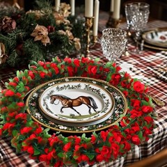 Thiccywoov 8 Pack 48ft Derby Horse Party Decorations Artificial Rose Vine
