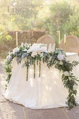 Ling’s Moment 9FT Eucalyptus and Willow Leaf Garland with White Flower, Handc…