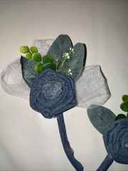 Forever Denim Rose Bridal Bouquet Corsage Boutonnière Wedding Anniversary