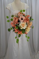 Peaches and Golden Yellows Garden Faux Silk Wedding Bouquet