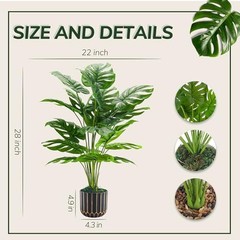 Fake Plants Tall 28” Artificial Monstera Faux Plants Indoor for Living 28″ 1