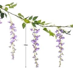 Lvydec Wisteria Artificial Flowers Garland, 4 Pcs Total 28.8ft Artificial Wis…