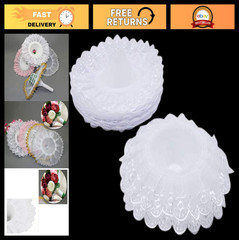 10pcs White Lace Bouquet Collars – DIY Wedding Bridal Flower Holder Set