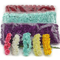 144PCS 1.5 Cm Artificial Mini Paper Rose Bouquet for Scrapbooking for Wedding Pa