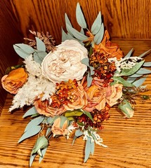 Fall Wedding Bridal Floral Bouquet Real Touch Silk Orange Terracotta Flower