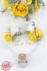 Floinla 1pc Yellow Calla Lily Sunflower Boutonniere for Men