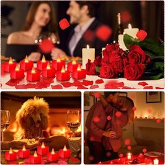 Romantic Artificial Rose Petal – 6000 Pieces – Heart LED Candle – Decorative