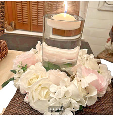 12″X12″ BEAUTIFUL FLORAL WREATH / WHITE AND BLUSH PINK ROSES/ WHITE HYDRANGEAS