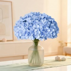 Faux Blue Hydrangea Artificial Flowers Bulk, Fake Silk Hydrangea 100 Pcs White