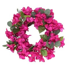 Bougainvillea Artificial Wreaths for Front Door Spring Summer Faux Deep Pink