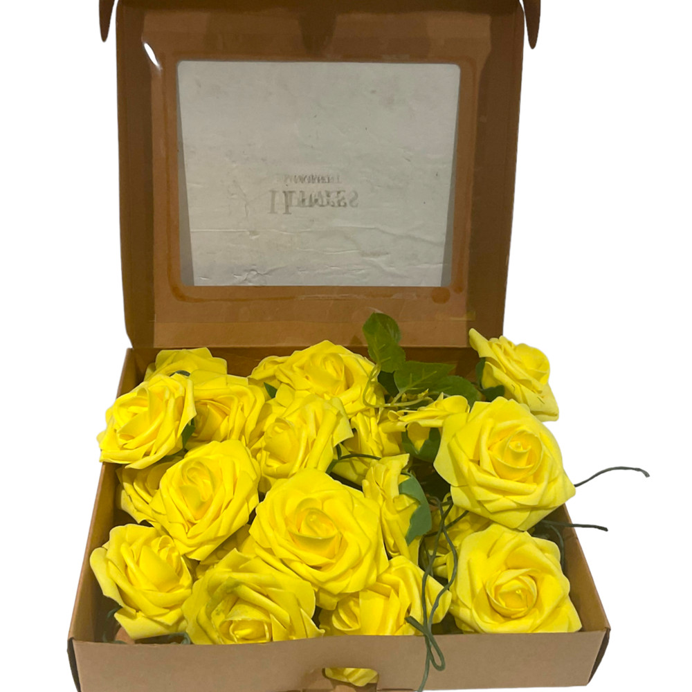 22 Lings Moment 3″ Roses Artificial Flowers Realistic yellow faux Bridal Wedding