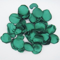 50 Dark Green Satin Flower Petals For Wedding Decor