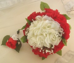 Red and White Rose Bridal Bouquet, Wedding Bouquet, Red Rose Bouquet, White Rose