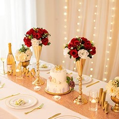 Red Fake Flowers for Wedding Centerpiece Kissing 10 Pieces Crimson Red & White