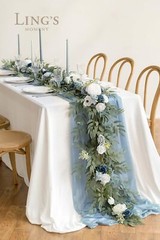 Ling’s Moment Artificial Eucalyptus Garland with Flowers 6FT, Wedding Table G…