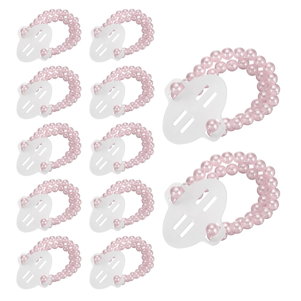 24 Pcs Pearl Corsage Wristlet, Elastic Wrist Corsage Bracelets Bands, Pink
