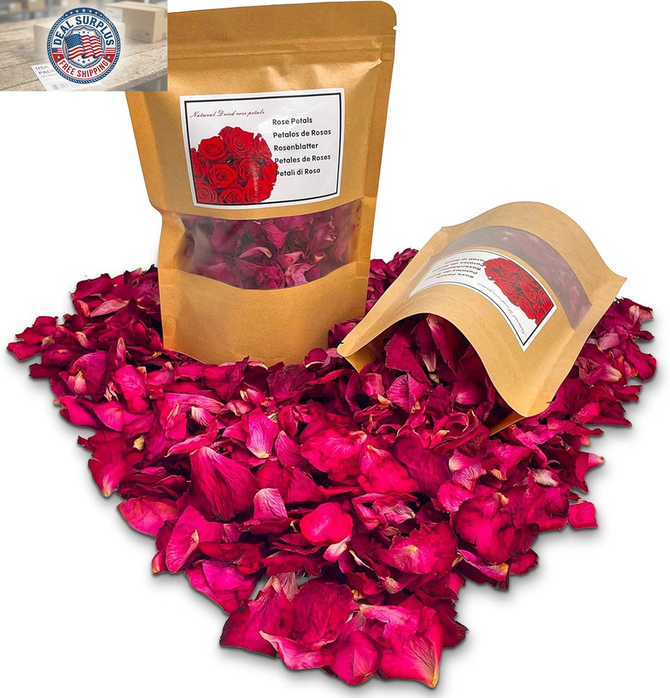 Fortunate Flowers Red Dried Rose Petals for Wedding, 1.75Oz/50G Dried Red Flower