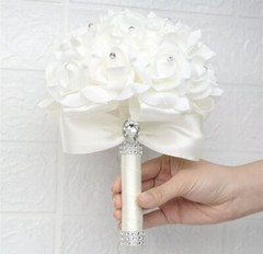 Bouquet of Bridesmaid Silk Flowers Wedding flowers White Roses – New In Package
