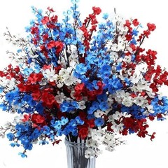 DoubleWood 4 of July Decor Artificial Flowers Indoor, 10PCS Red White and Blu…