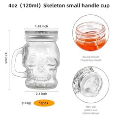 2 Pcs Skull 4 oz Mini Mason Jar Mugs Mason Jar Mugs with Handles and Lids