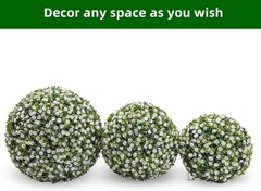 2-Pack Artificial Flower Ball Topiary, UV Resistant, Wedding Garden Decor, White