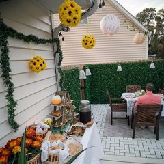 Bright Artificial Yellow Sunflower Fall Floral Hanging Kissing Ball 7″Dia #588
