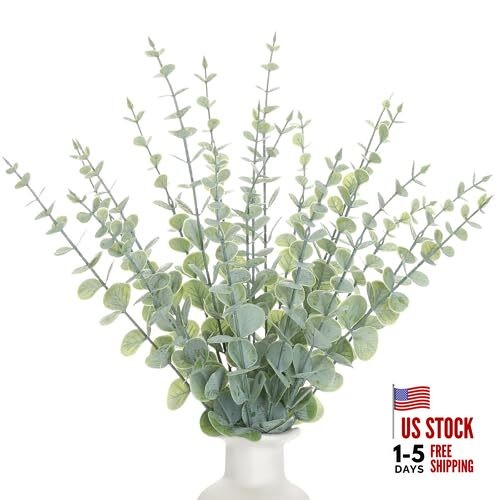 18pcs Eucalyptus Stems Greenery Stems Fake Leaves Artificial 18pcs-frost Green