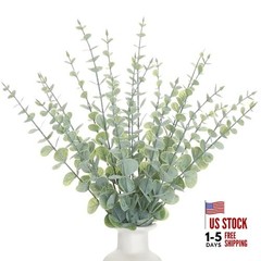 18pcs Eucalyptus Stems Greenery Stems Fake Leaves Artificial 18pcs-frost Green