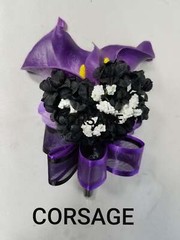 Purple Black Rose Calla Lily Bridal Wedding Bouquet Accessories
