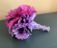 Shades of purple Gerber daisy bridal bouquet