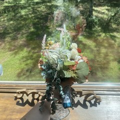 Beautiful Bridal Wedding Bouquet Budget Handmade Faux Flowers Pink Red Brown