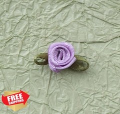 Ruwado Purple Satin Roses with Leaves 50 Pcs