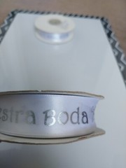 2 ..Cinta de poliéster estampada / Nuestra Boda.. 20 metros / 22cm ancho